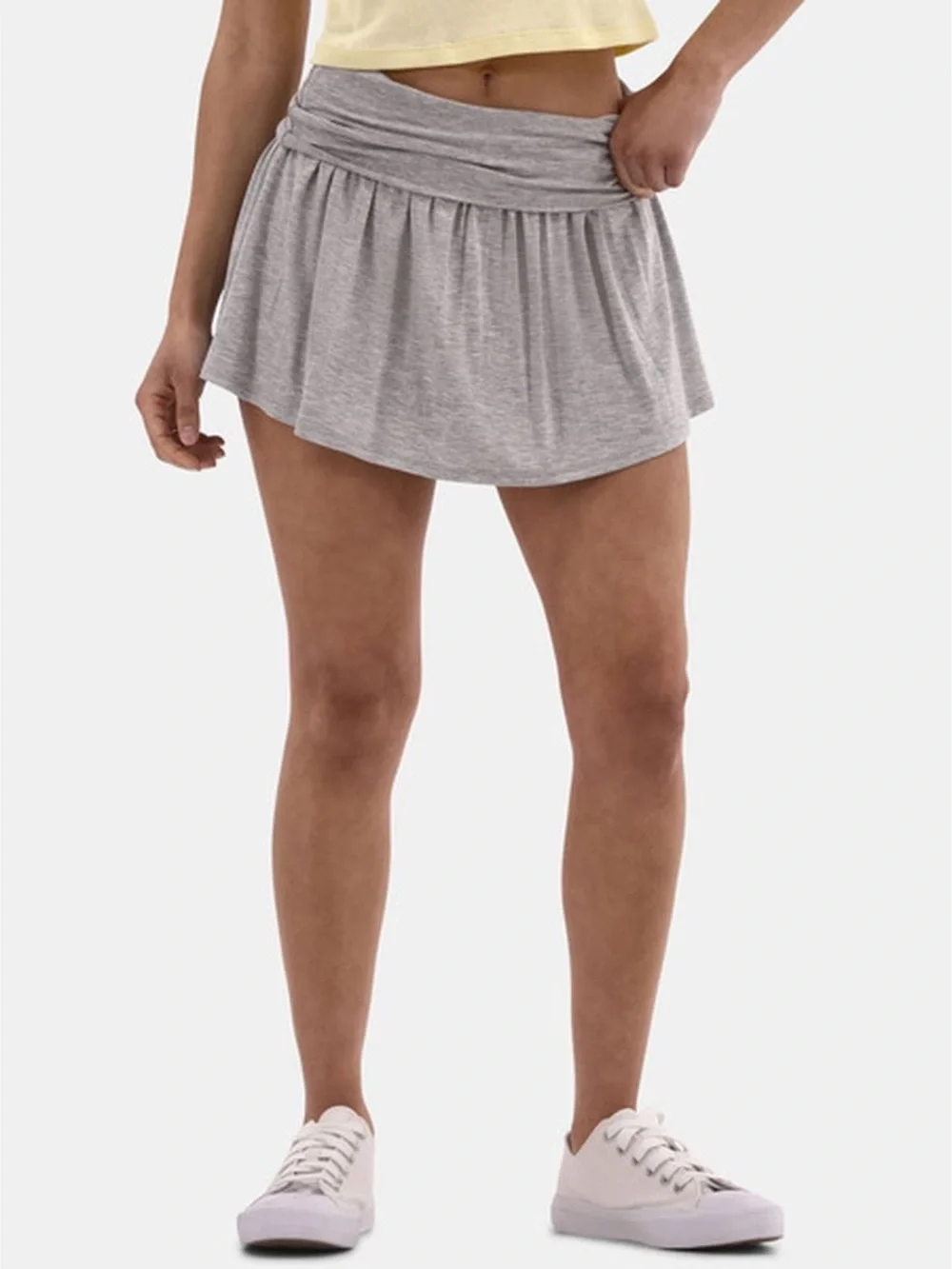 No Boundaries Junior’s Foldover Knit Mini Skirt Gray Size Large